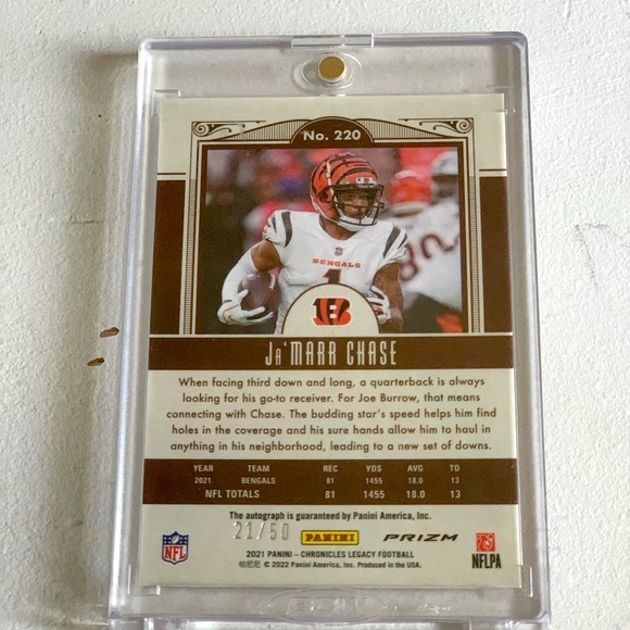 2021 Ja’Marr Chase Legacy Auto RC 21/50 Encased - Picture 2 of 2